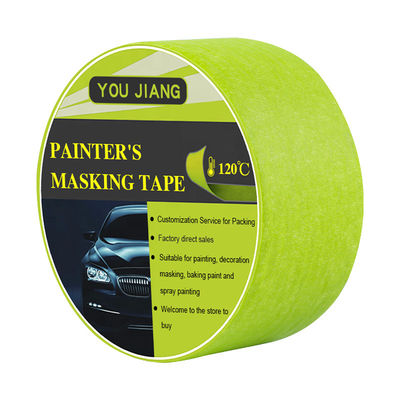Alta temperatura 120 grados pintores cinta de enmascaramiento impermeable papel verde crepe 50m