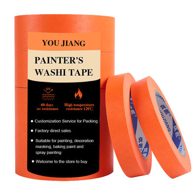 Anti UV 60 días cinta adhesiva de caucho naranja de alta viscosidad Washi
