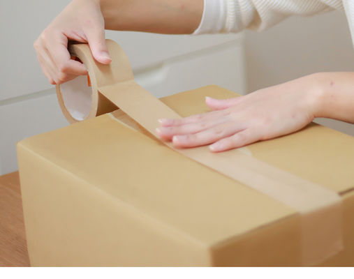 Tela adhesiva de goma Kraft marrón ecológica adhesivo de una sola cara 3 colores Max. Impresión