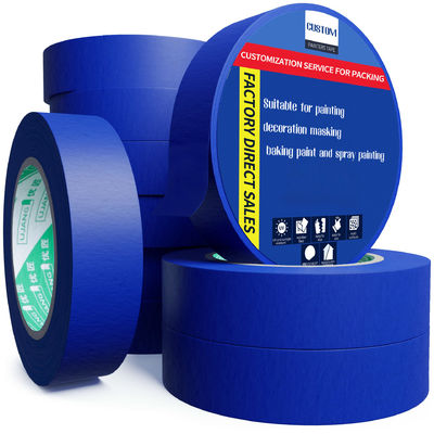 Resistencia a los rayos UV 14 días Sin residuos Adhesivo Papel crepe Pintores de pintura azul Pintores de pintura de mascarilla para pintura de automóviles
