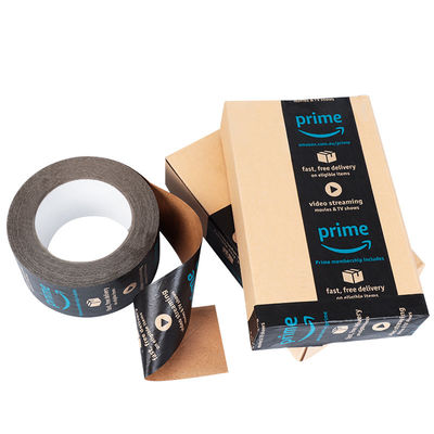 Logotipo impreso a medida Reforzado de color marrón negro Activado por agua Autoadhesivo Frágil de embalaje cinta de papel Kraft gomoso